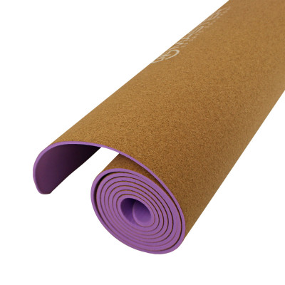 Mata do ćwiczeń MASTER Yoga 4 mm - 183 x 61 cm (korek - fiolet)